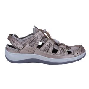 OrthoFeet Women's Verona Adjustable Fisherman Sandal in Pewter, Size 6.5